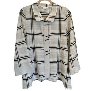 Habitat Clothes To Wear Art To Live in Medium Button Up White Stripe  Plaid